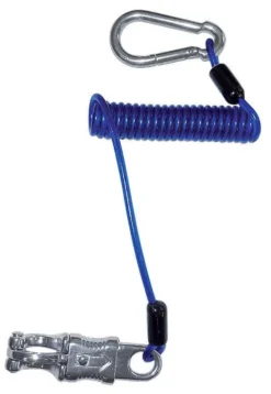 Anbindevorrichtung mit Spiralfeder, Dehnt sich von 30 cm auf 150 cm , blau