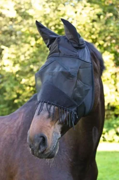 COVALLIERO Fliegenmaske mit Ohrenschutz und Nüsternkordel
