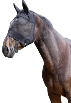 COVALLIERO Fliegenmaske mit Ohrenschutz und Nüsternkordel