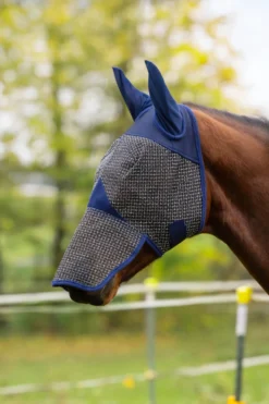 COVALLIERO Fliegenmaske mit Ohrenschutz und Nüsternkordel