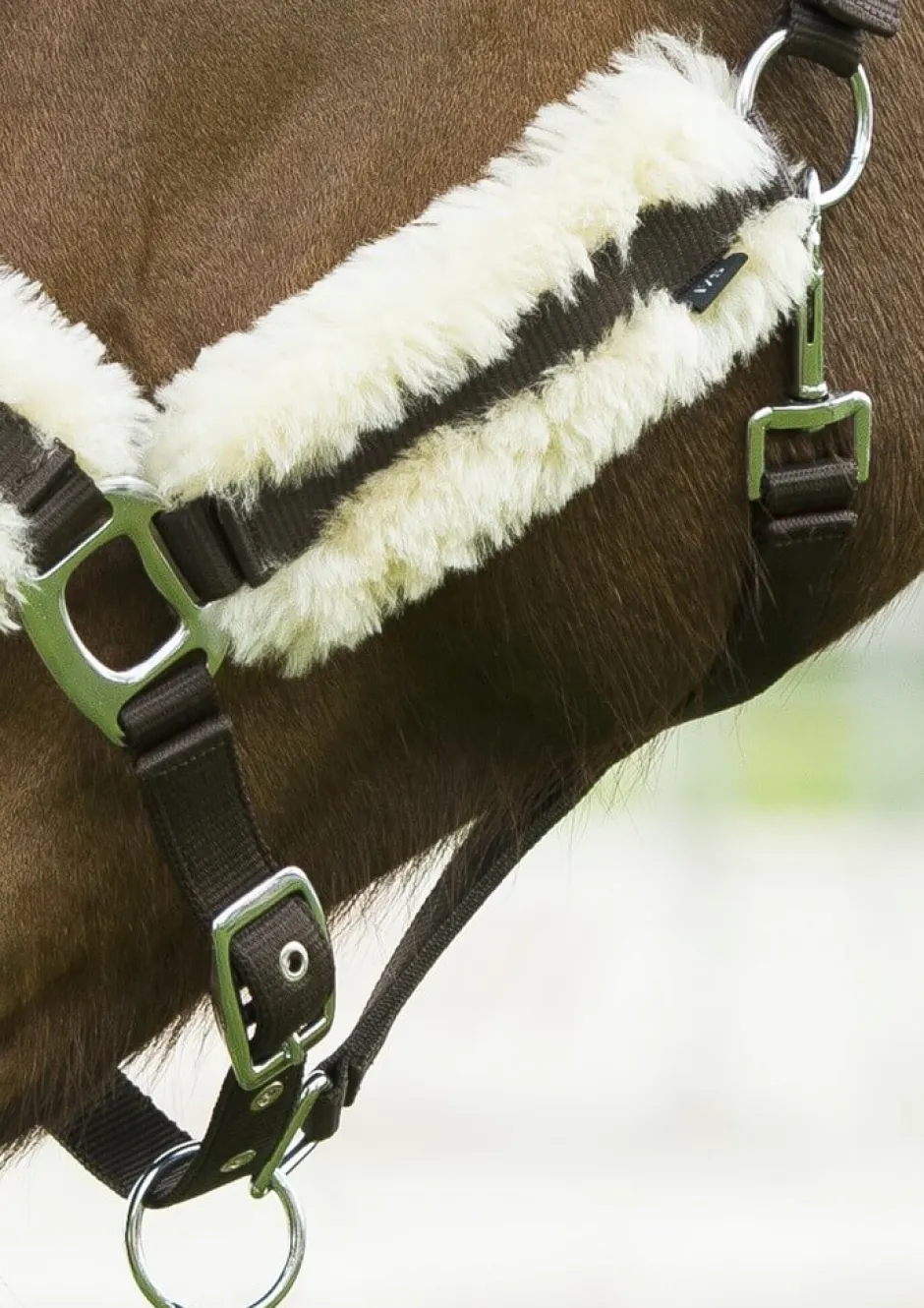 EQUITHÈME „Mouton synthétique“ Halfter mit synthetischem Lammfell