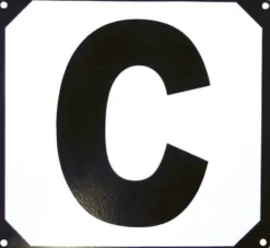 12er Buchstaben-Set, Bahnpunkte auf Metallrahmen, schwarz/weiß