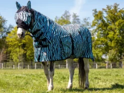 HKM Fliegendecke mit Halsteil -Zebra Aqua-