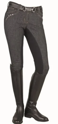 HKM Jeansreithose -Crystal- Dreiviertel Alos Besatz
