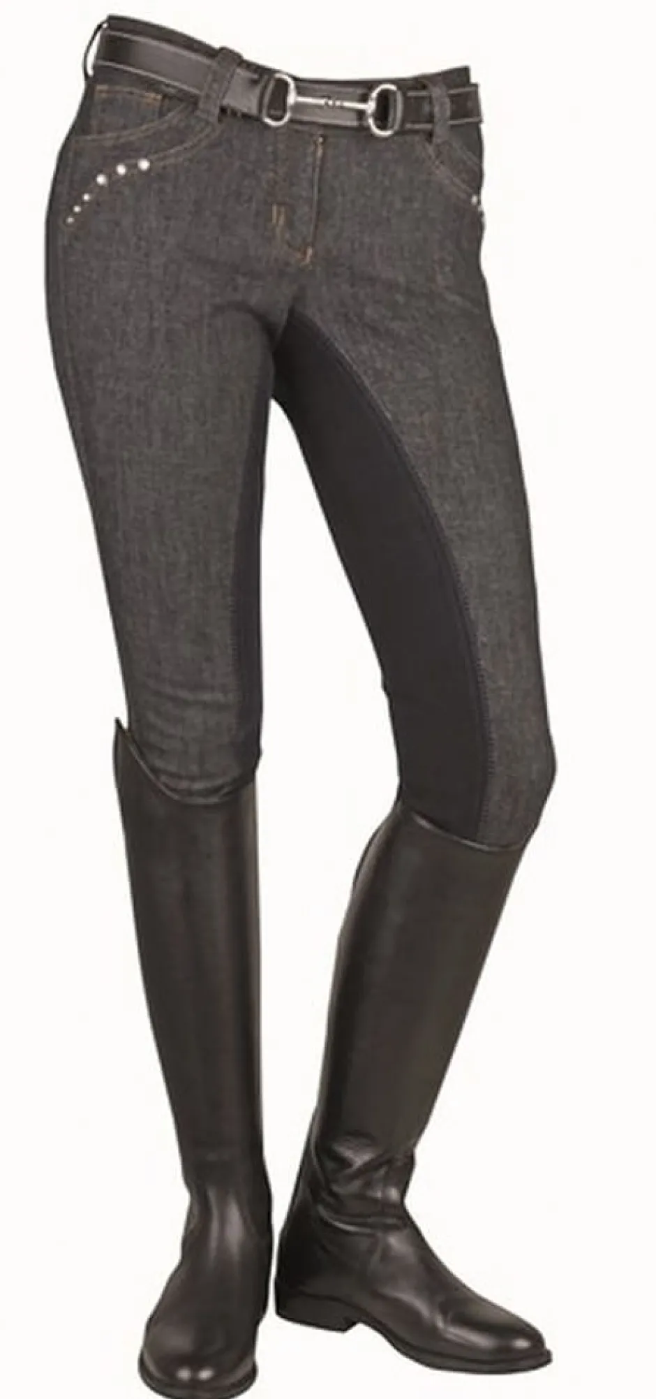 HKM Jeansreithose -Crystal- Dreiviertel Alos Besatz
