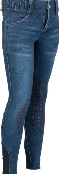 HKM KIDS Reithose -Aymee Denim- Silikon-Kniebesatz