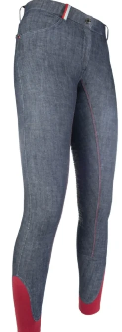 HKM PRO-TEAM Reithose -County- Denim Silikon-Kniebesatz