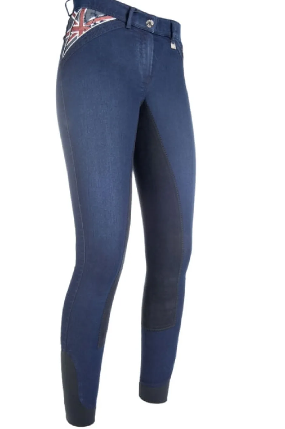HKM PRO-TEAM Reithose Denim -Global Team- Dreiviertel Alos Besatz