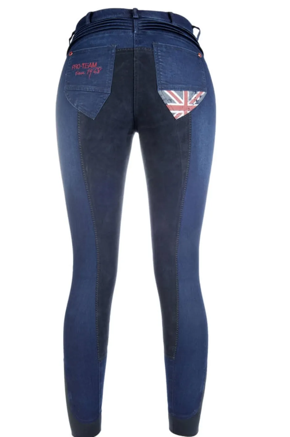 HKM PRO-TEAM Reithose Denim -Global Team- Dreiviertel Alos Besatz