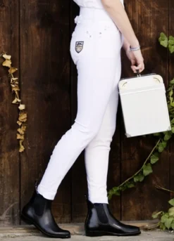 HKM PRO-TEAM Reithose -Mrs Blink white- Alos Vollbesatz