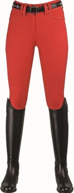 HKM PRO-TEAM Reithose -Pocket- Athletic Sports Dreiviertel Alos Besatz, Kindergrösse 170, rot/rot