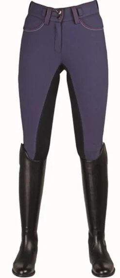 HKM PRO-TEAM Reithose -Pocket- Athletic Sports Dreiviertel Alos Besatz, Kindergrösse 170, rot/rot
