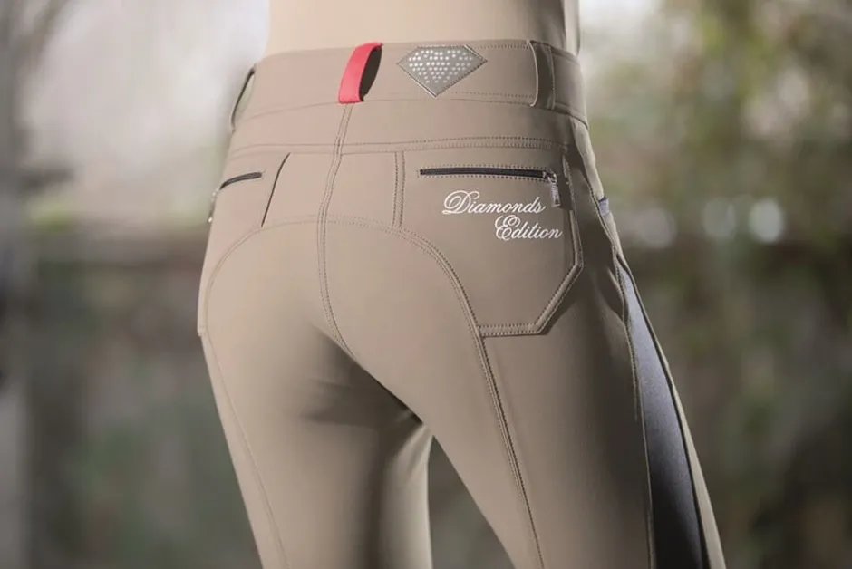 HKM Reithose -Diamonds EVA Pink Star- Silikon-Kniebesatz