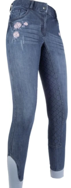 HKM Reithose -Flower Denim- Silikon-Vollbesatz