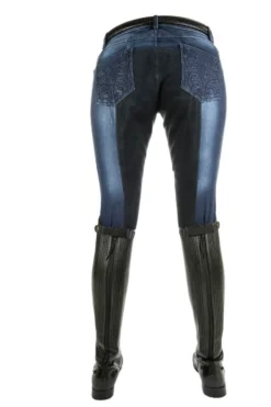 HKM Reithose-Jeggings-Flower Crystal- Dreiviertel Alos Besatz