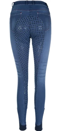 HKM Reithose -Summer Denim Easy- Dreiviertel Silkonbesatz