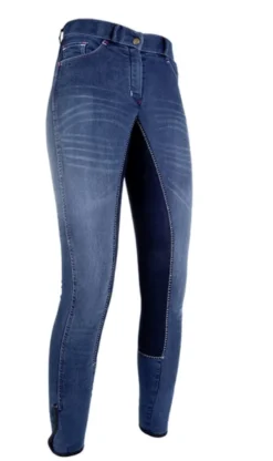 HKM Reithose -Summer Denim- mit Dreiviertel Alos Besatz