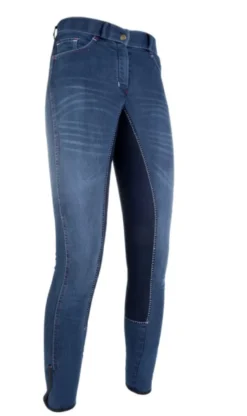 HKM Reithose -Summer Denim- mit Dreiviertel Alos Besatz