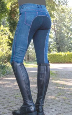 HKM Reithose -Summer Denim- mit Dreiviertel Alos Besatz