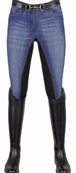 HKM Reithose -Summer Denim- mit Dreiviertel Alos Besatz
