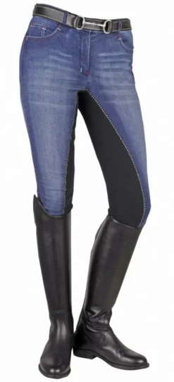 HKM Reithose -Summer Denim- mit Dreiviertel Alos Besatz