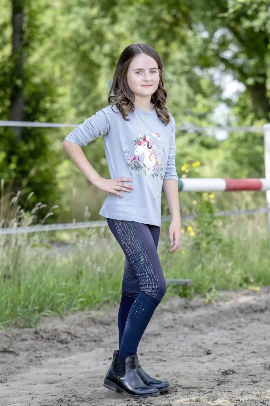 HKM Reitleggings -Flow Reflective Kids- Silikon-Vollb.