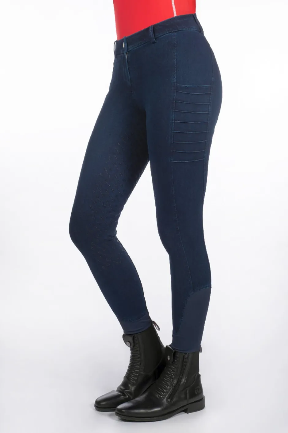 HKM SELECTION Reithose -Aruba Denim- Silikon-Vollbesatz