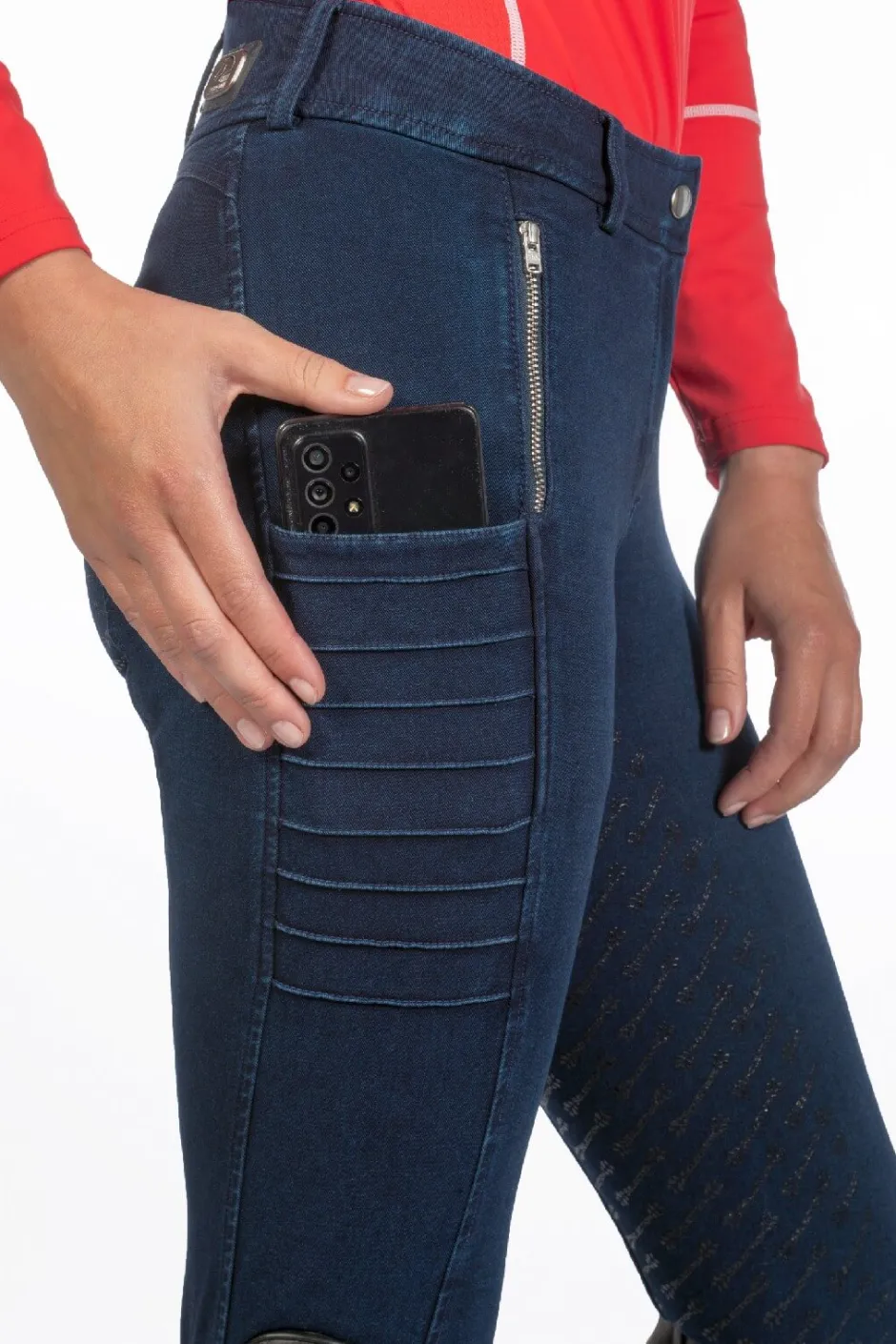 HKM SELECTION Reithose -Aruba Denim- Silikon-Vollbesatz