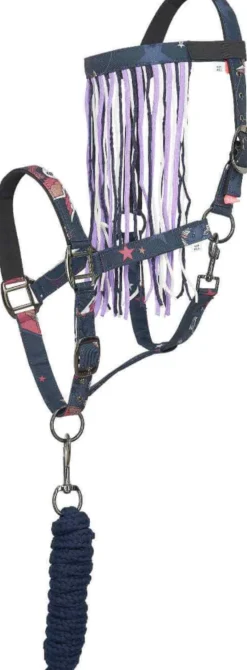 IMPERIAL RIDING Halfter Nylon mit Anbindestrick und Fliegenfransen IRH