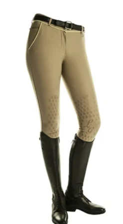 Lauria Garrelli by HKM Reithose -Neapel- Silikon Kniebesatz, Damengrösse 34, khaki