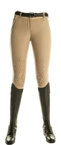Lauria Garrelli by HKM Reithose -Neapel- Silikon Kniebesatz, Damengrösse 34, khaki