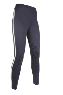 Lauria Garrelli by HKM Reitleggings -Silver stripe- Silikon Kniebesatz