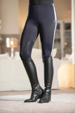 Lauria Garrelli by HKM Reitleggings -Silver stripe- Silikon Kniebesatz